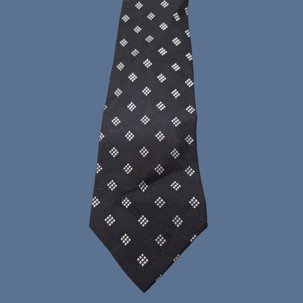 Polo Ralph Lauren VINTAGE Polo Ralph Lauren Tie Black Silver Geometric Hand Made in USA Size US M / EU 48-50 / 2 - 1 Thumbnail