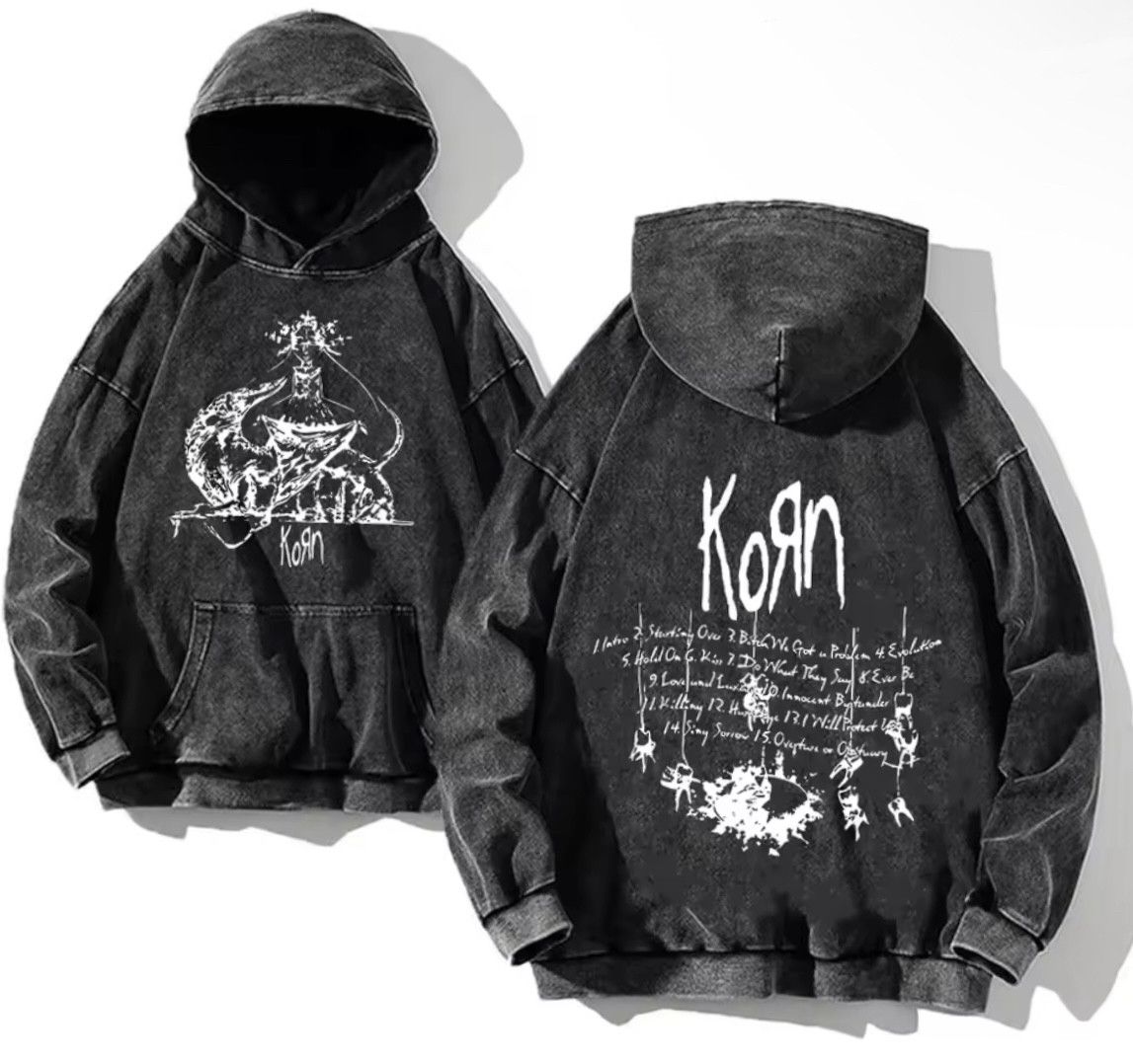 Japanese Brand Vintage Gothic Y2K Korn Rock Band Washed Hoodies Size US S / EU 44-46 / 1 - 1 Thumbnail
