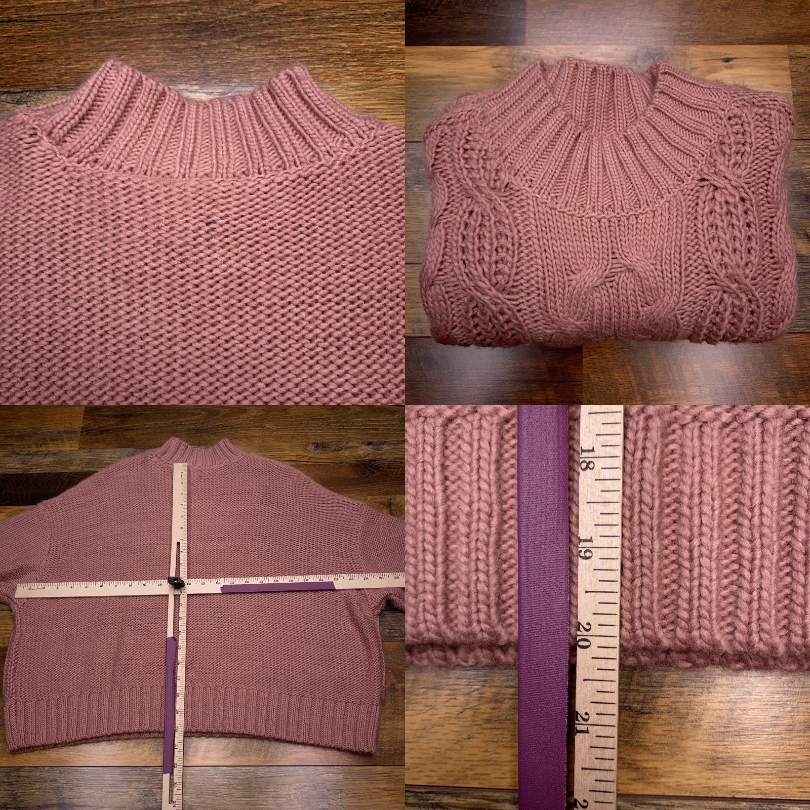 Lucky Brand Lucky Brand Sweater Womens L Pink Cable-Knit Mock Neck Pullover, Long Sleeve, Regular Fit, Knit, Solid, Winter Spring Fall, Casual Size L / US 10 / IT 46 - 8 Thumbnail