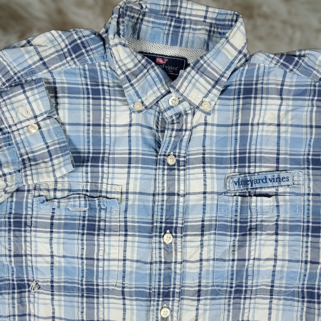 Vineyard Vines VINEYARD VINES Button-Up Shirt Mens Large Blue Plaid Long Sleeve Vented Fishing Casual Preppy Size US L / EU 52-54 / 3 - 1 Thumbnail