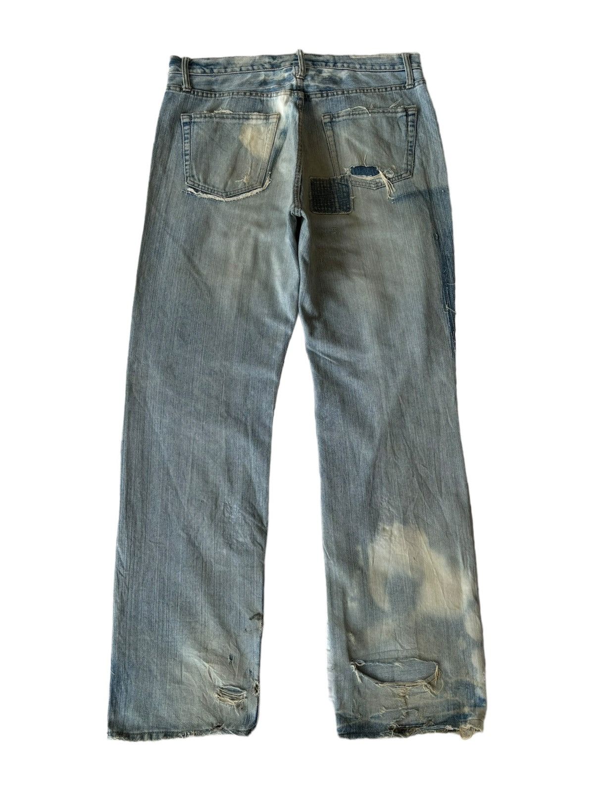 Helmut Lang RARE🔥EXHIBITIONIST PATCHWORK DISTRESSED DENIM JEANS Size US 34 / EU 50 - 4 Thumbnail