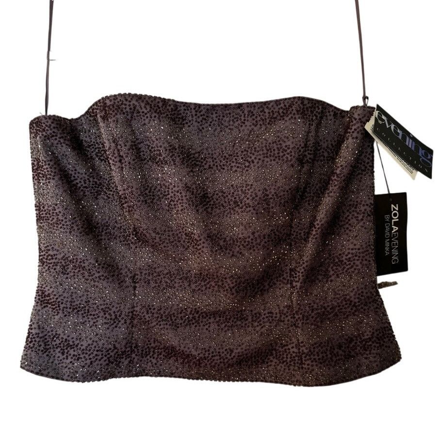 Other Zola Evening David Minka Y2K Beaded Corset Top 14 NWT Size L / US 10 / IT 46 - 2 Thumbnail