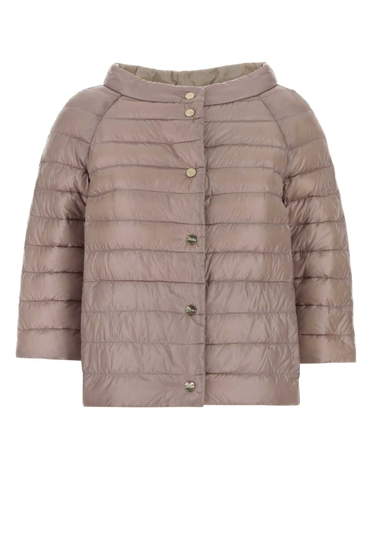 Powder Pink Nylon Reversible Down Jacket