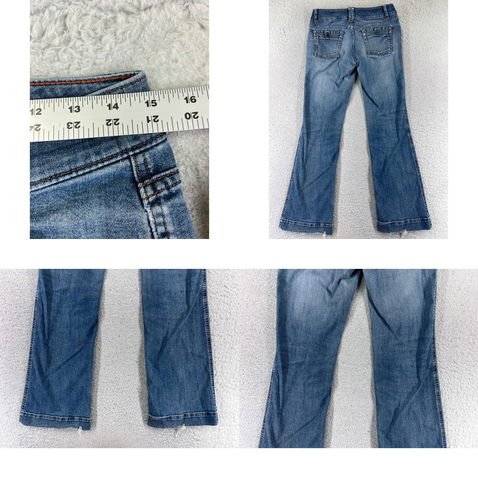 Eddie Bauer Eddie Bauer Jeans Womens 4 Blue Denim Flared Low Rise Stretch 29x31 Cotton Blend Pants Size 27" / US 4 / IT 40 - 9 Thumbnail