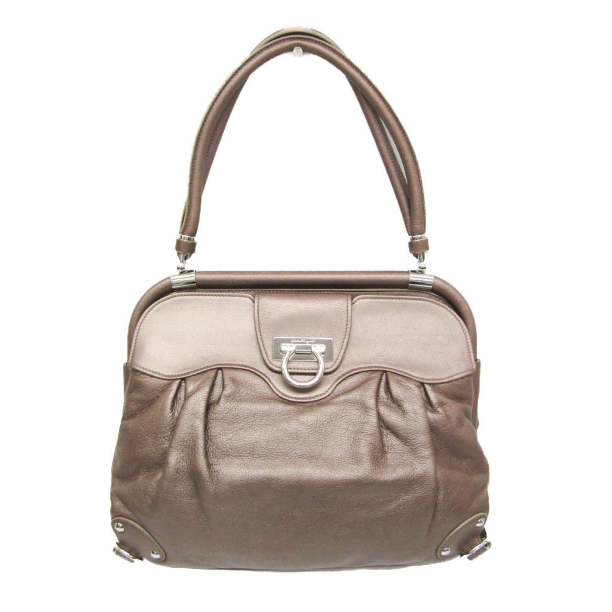 Salvatore Ferragamo Salvatore Ferragamo Gancini FZ 21 A305 Women's Leather Shoulder Bag Metallic Beige,Metallic Pink Size ONE SIZE - 1 Thumbnail