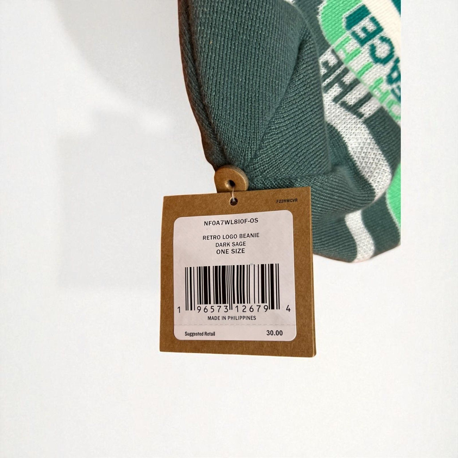 The North Face The North Face Retro Logo Beanie Dark Sage Striped Knit One Size ONE SIZE - 2 Thumbnail