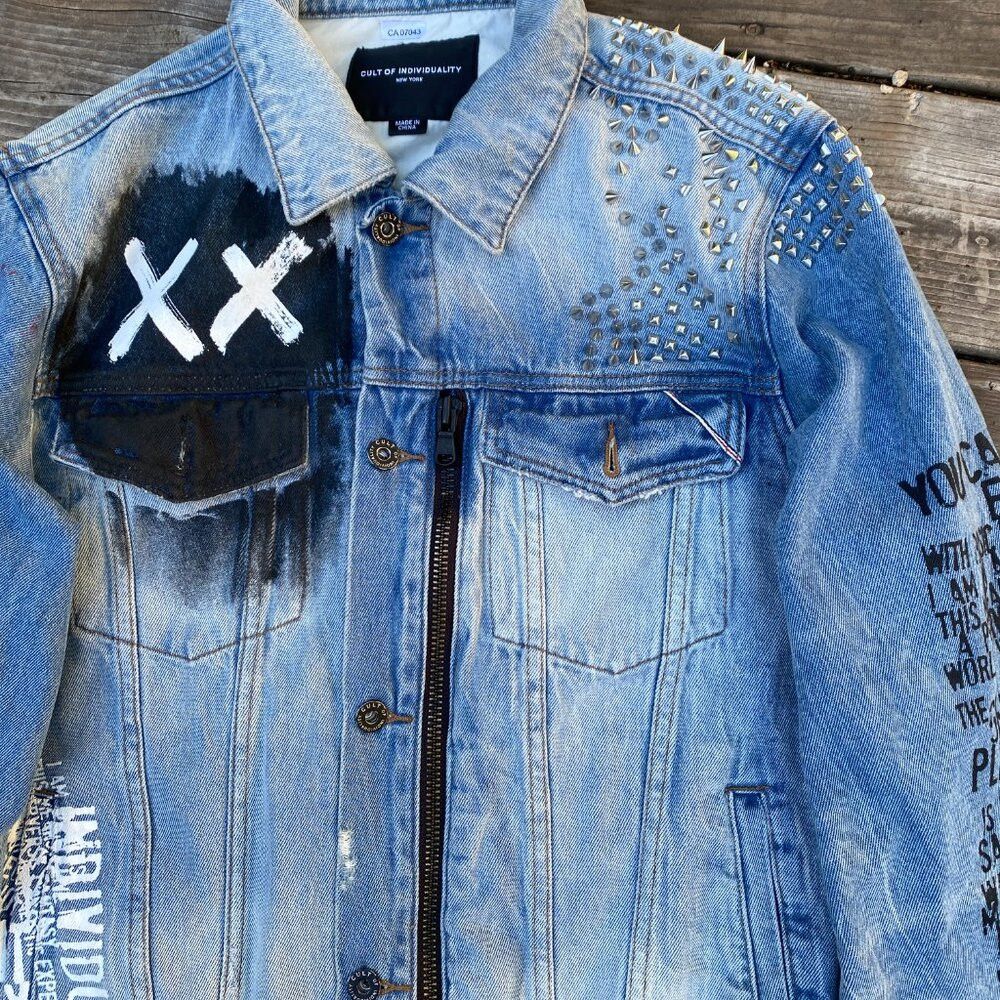 Cult Of Individuality × Vintage RARE Cult of Individuality Studded Denim Jacket 'Naughty Ty Size US L / EU 52-54 / 3 - 6 Thumbnail