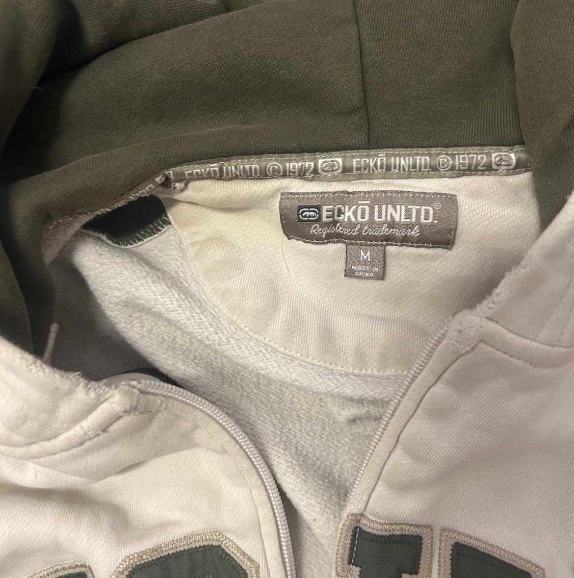 Ecko Unltd. Ecko Unltd. white and green zip up hoodie Size US M / EU 48-50 / 2 - 3 Thumbnail
