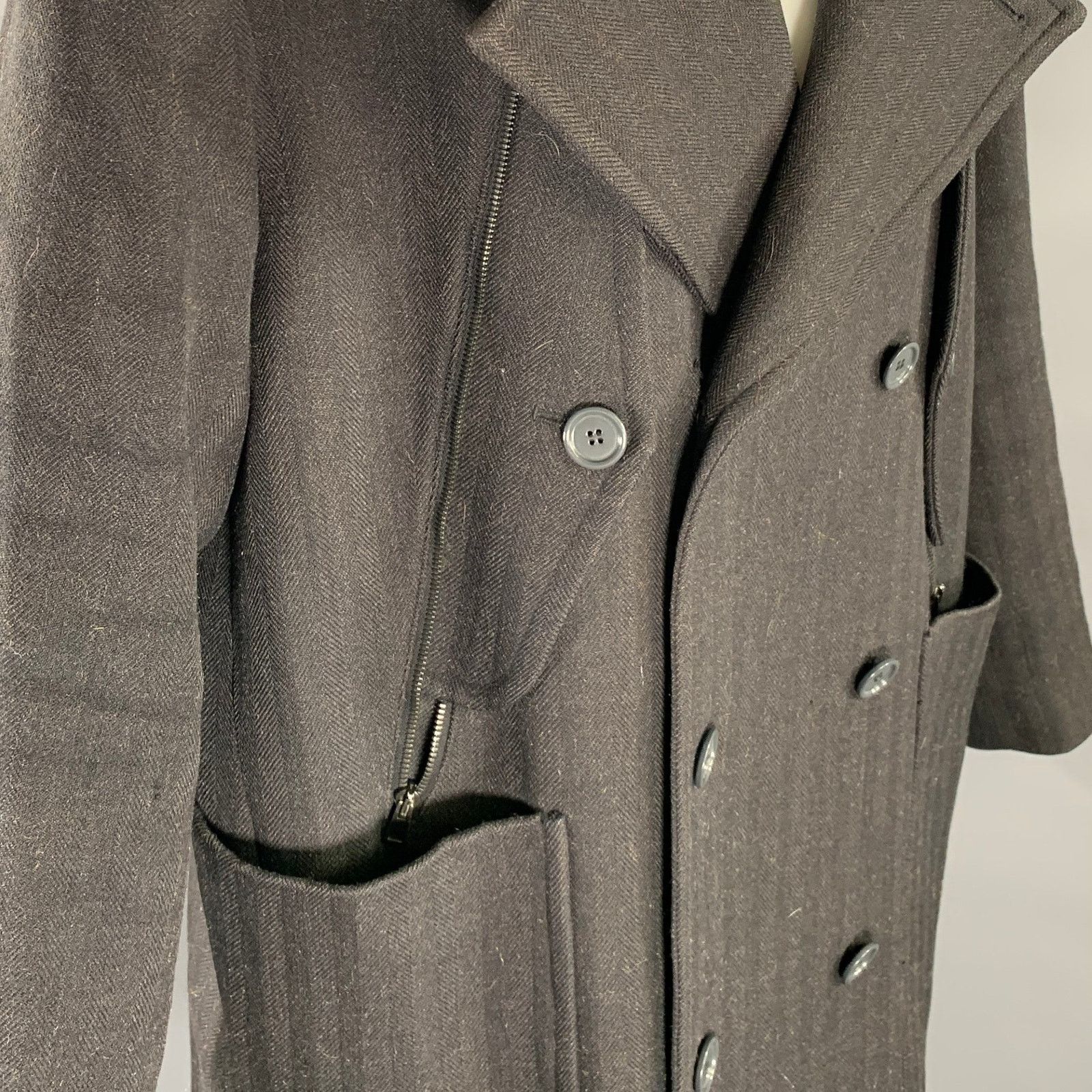 Golden Goose GOLDEN GOOSE Size S Black Herringbone Wool Mohair Peacoat Size US S / EU 44-46 / 1 - 5 Thumbnail
