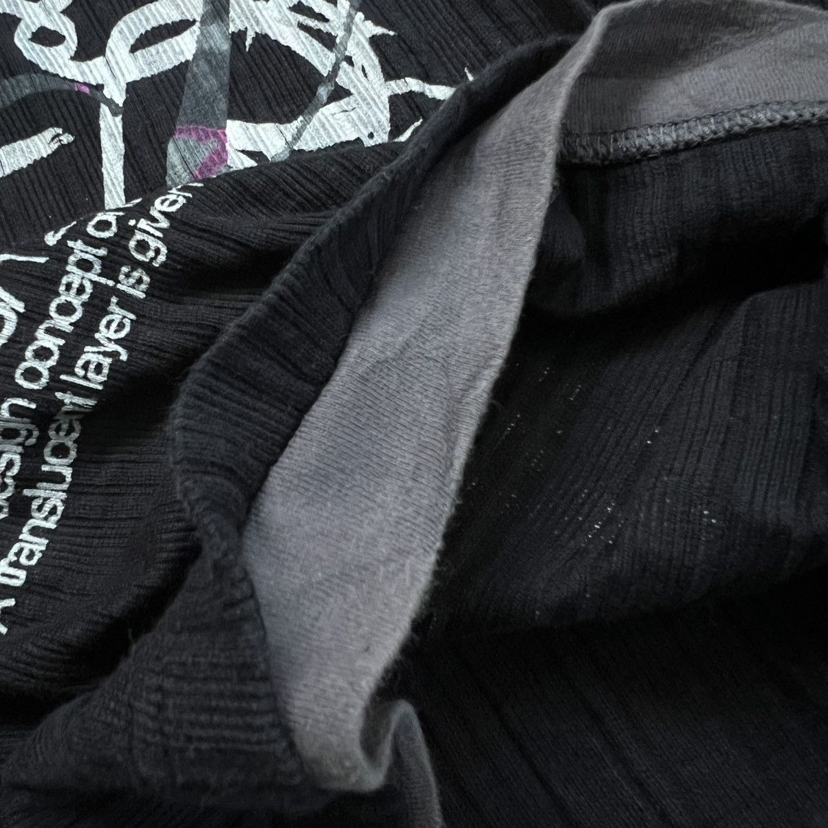 Japanese Brand B One Soul Vkei Style Poem Ribbed Layered T-shirt Size US L / EU 52-54 / 3 - 6 Thumbnail