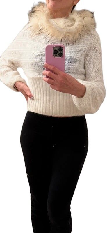 Roberto Cavalli FUR COLLAR ANGORA WOOL SWEATER Size S / US 4 / IT 40 - 2 Thumbnail