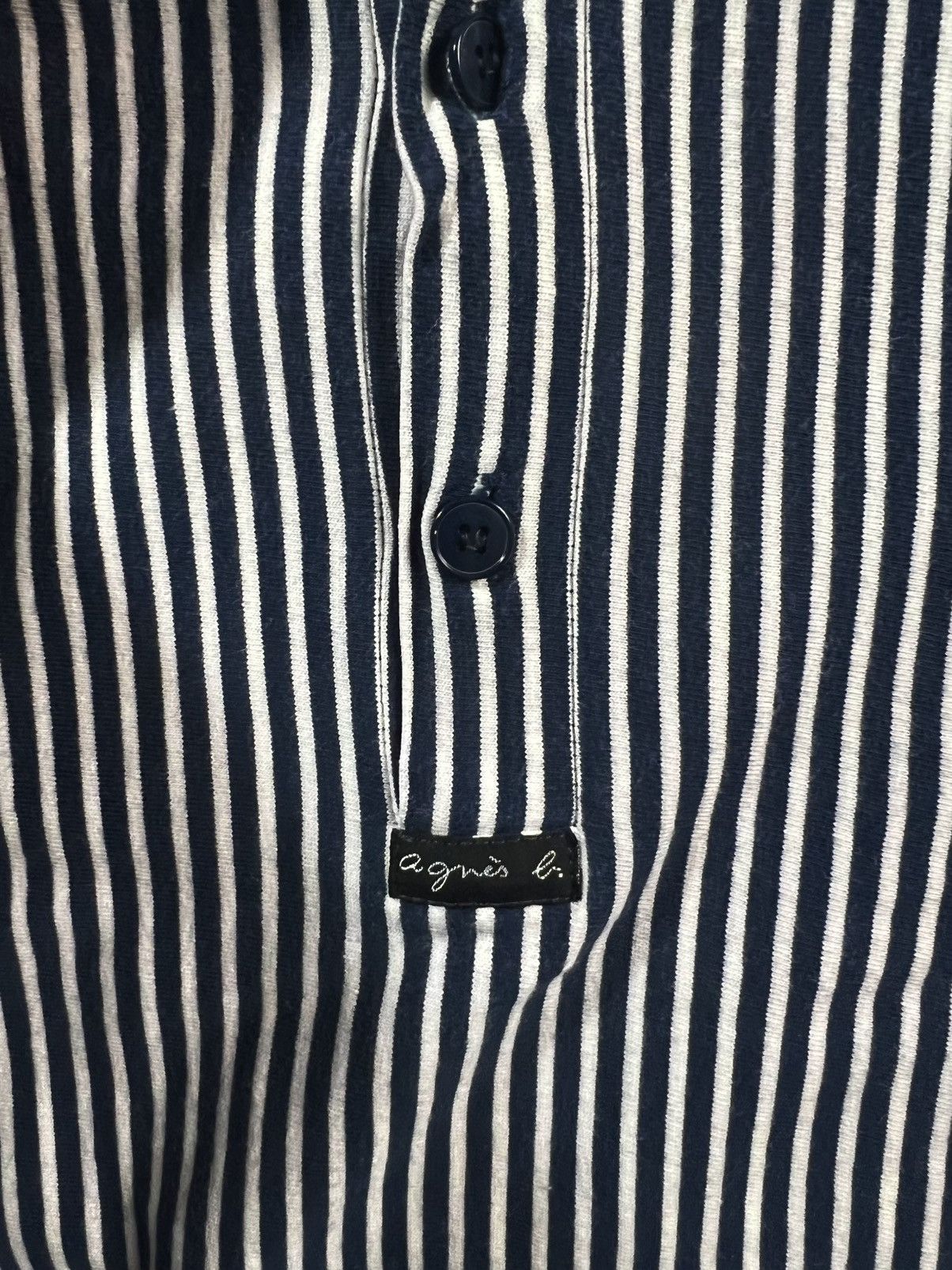 Vintage RARE 90‘s AgnesB Made In France Long Sleeve Pinstripe Collar Size US M / EU 48-50 / 2 - 4 Thumbnail