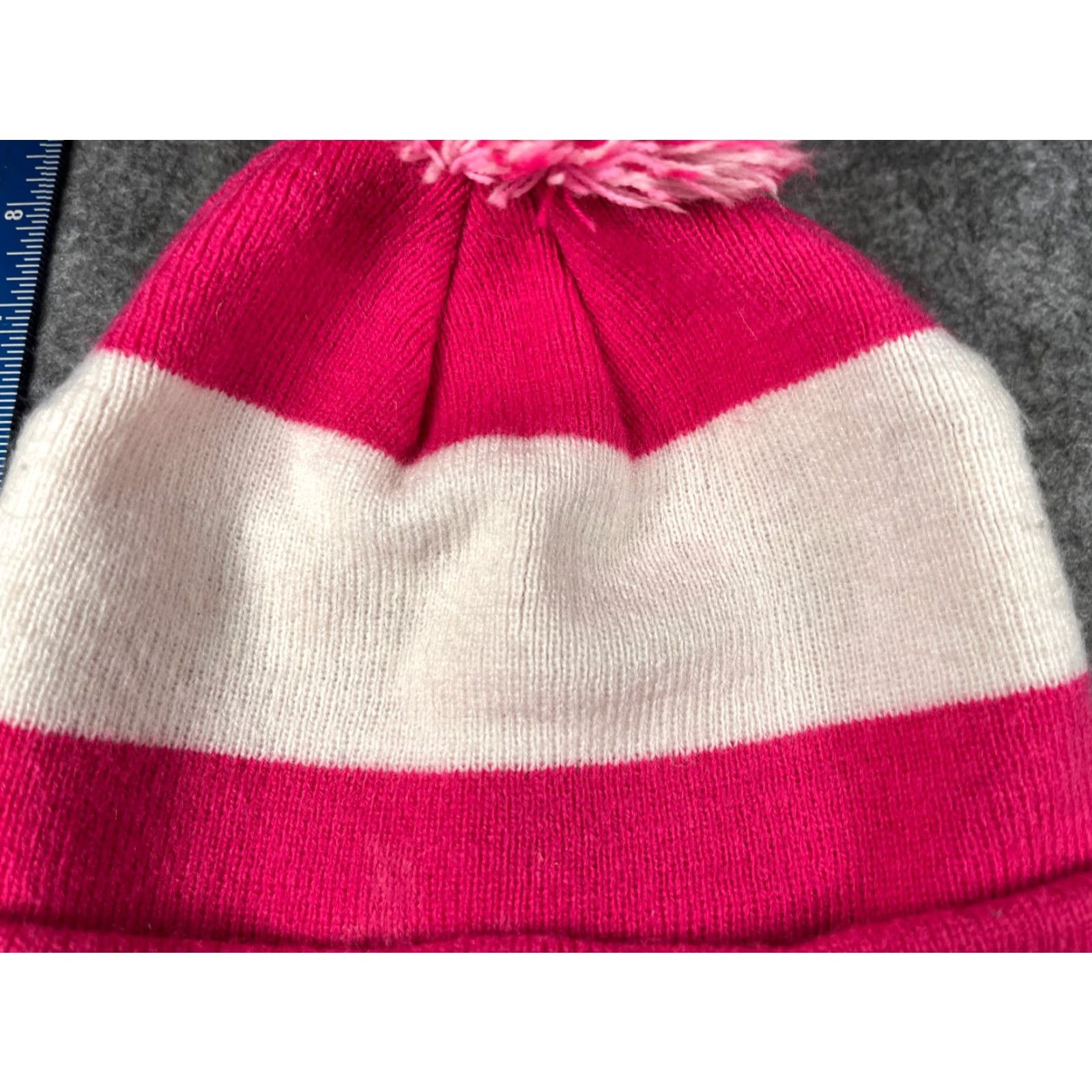 Pinko American Crown Beanie Women One Size Pink White 100% Acrylic Ribbon Cuff Pom Cancer Awareness Size ONE SIZE - 3 Thumbnail