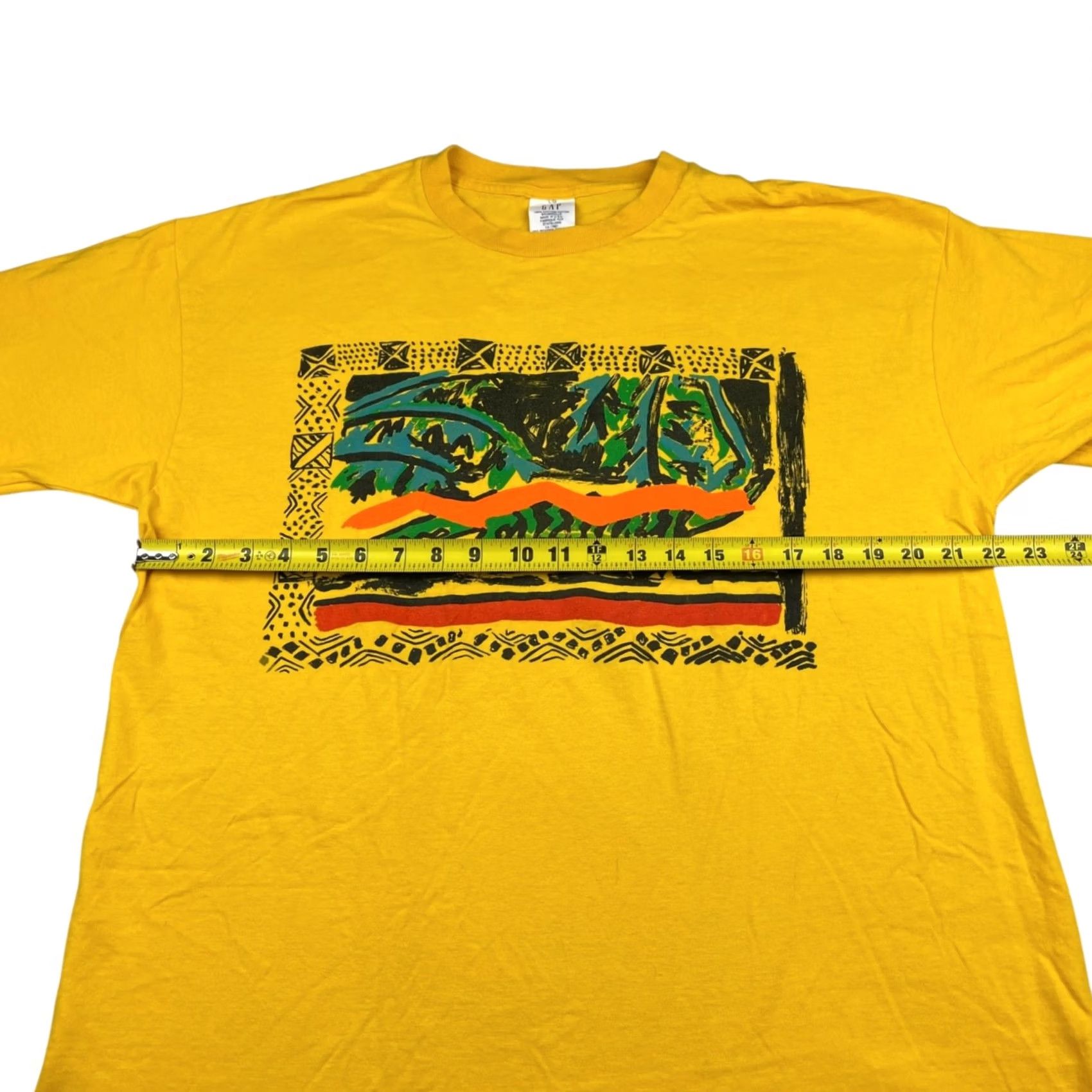 Gap VINTAGE Gap Men’s T-Shirt Abstract Art Single Stitch Cotton Yellow Large XL USA Regular Short Sleeve Mens Size US L / EU 52-54 / 3 - 6 Thumbnail