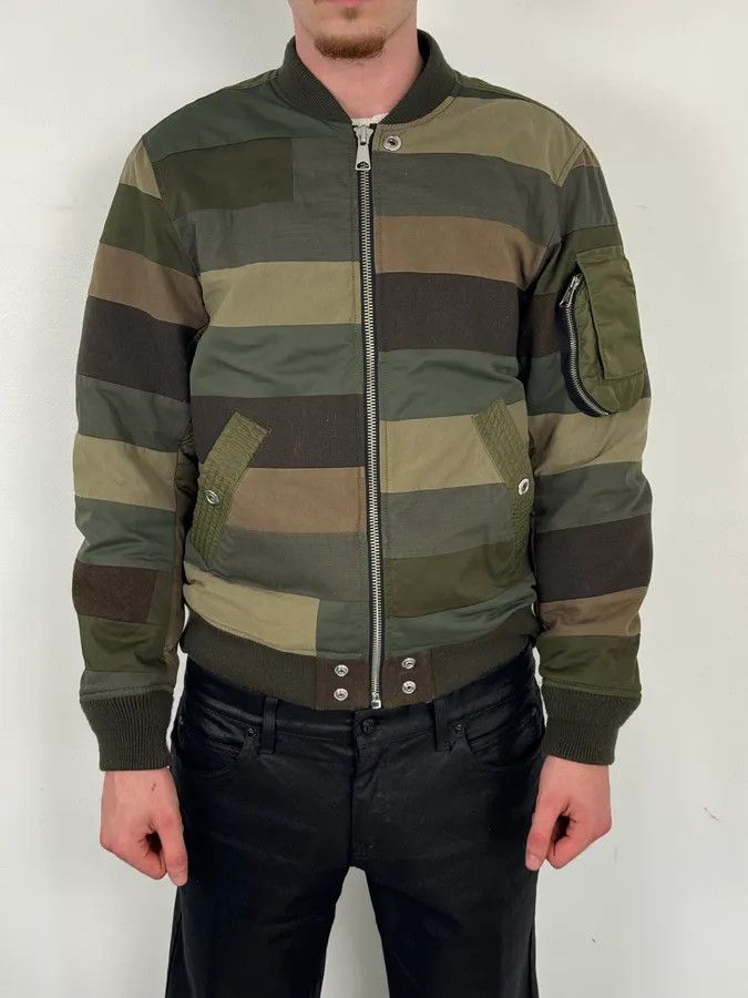 Diesel Diesel Khaki Green Nylon Striped Bomber Jacket Size US M / EU 48-50 / 2 - 2 Thumbnail