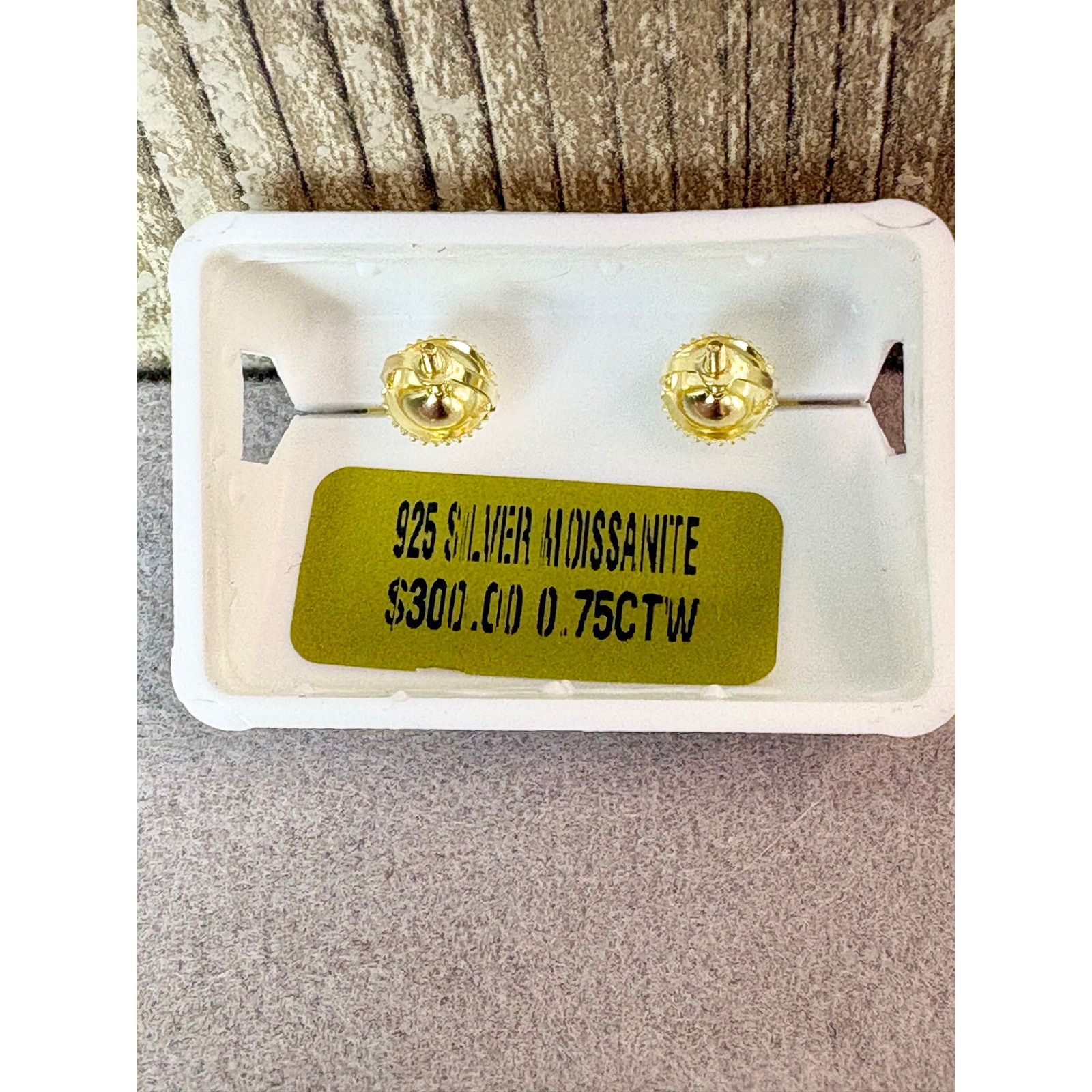 Jewelry 14K Vermeil Gold over Heart Moissanite Screw-Back Earrings Size ONE SIZE - 3 Thumbnail