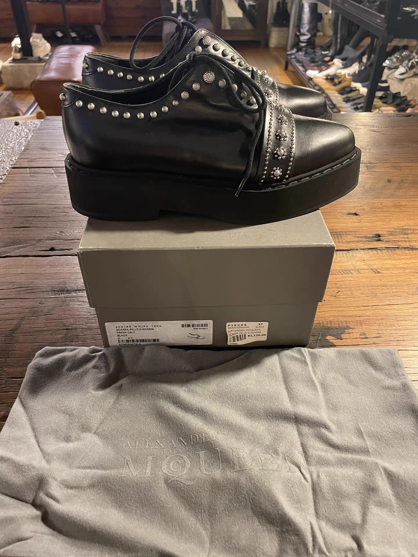 Alexander McQueen Alexander McQueen 15FW Rose‑Studded Platform Wedge Shoes Ｑ25 Size US 6 / IT 36 - 4 Thumbnail