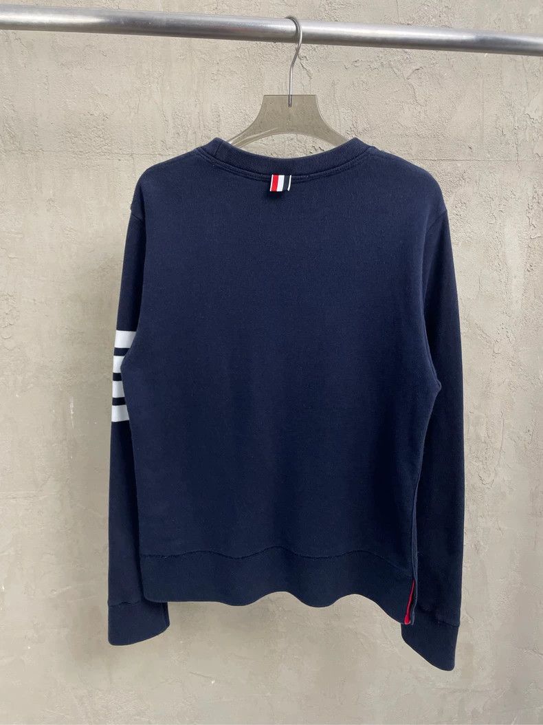 Thom Browne Thom browne Dark blue four-striped round-neck sweatshirt 25 Size US M / EU 48-50 / 2 - 2 Thumbnail