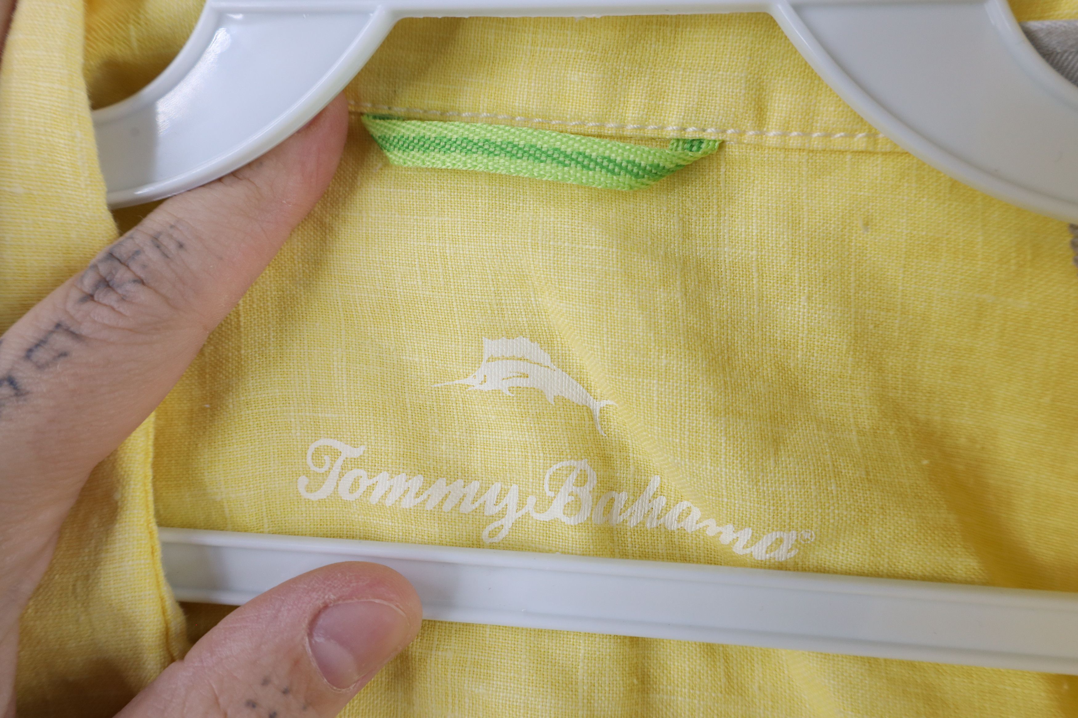 Tommy Bahama × Vintage Tommy Bahama Linen Long Sleeve Collared Button Shirt Yellow Size US L / EU 52-54 / 3 - 5 Thumbnail