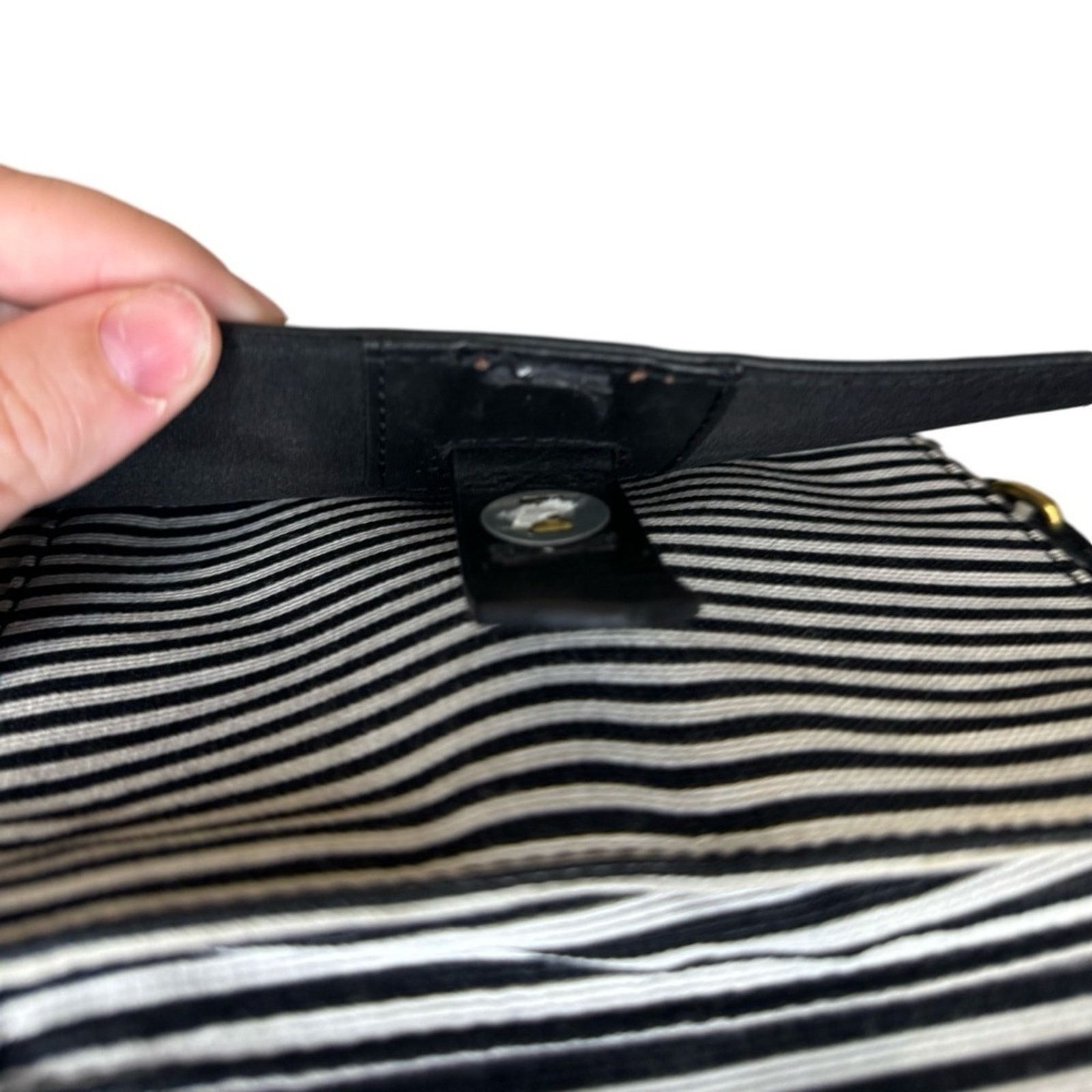 Fossil Fossil Kinley Flap Striped Purse w/Brown Leather Crossbody Size ONE SIZE - 12 Thumbnail