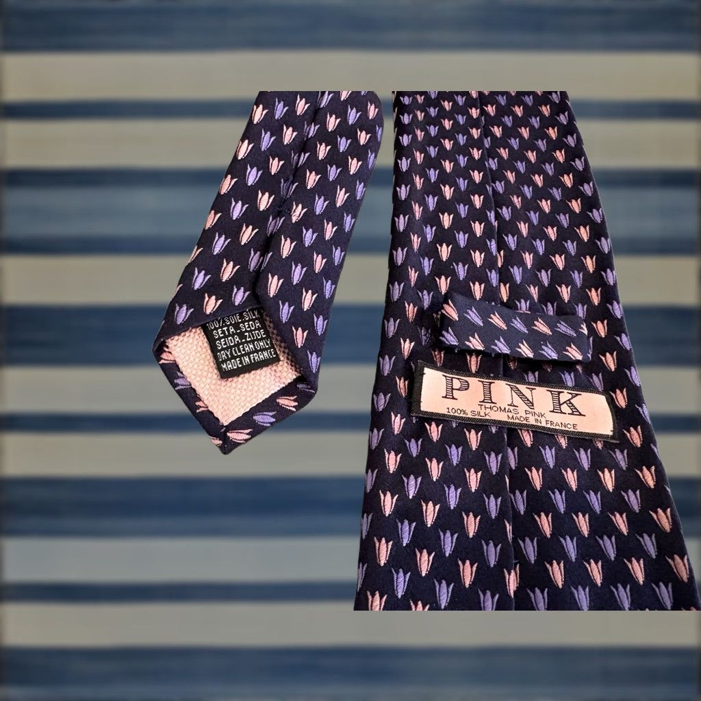 Pinko Thomas Pink Silk Tie Purple Floral Men 57-60in Silk Purple Floral Tie France 59in Size ONE SIZE - 1 Thumbnail