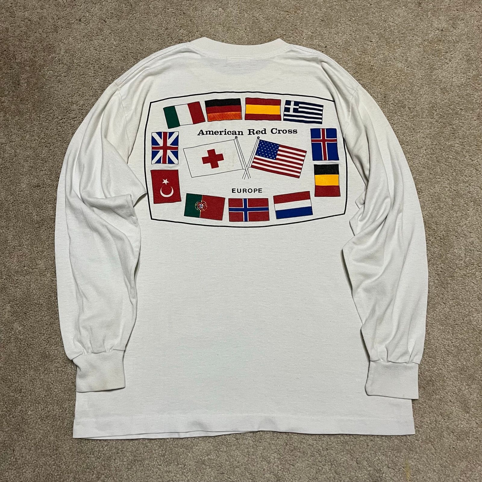 TEE JAYS Vintage American Red Cross EUROPE Long Sleeve Graphic Shirt Size US L / EU 52-54 / 3 - 2 Thumbnail