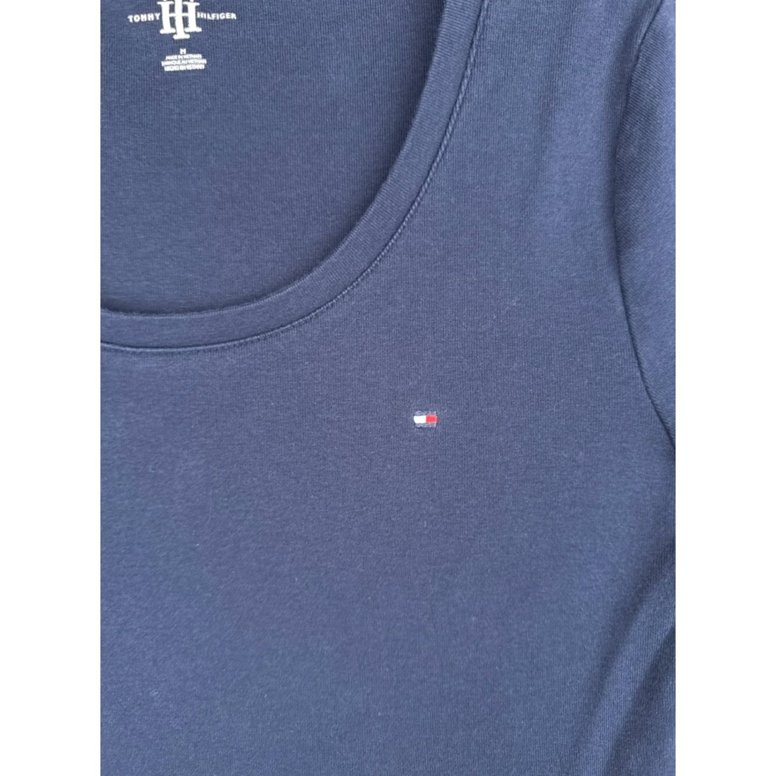 Tommy Hilfiger Tommy Hilfiger Shirt Women Medium Blue Short Sleeve Scoop Neck Cotton Blend Polo Casual Workwear Embroidered Size M / US 6-8 / IT 42-44 - 6 Thumbnail