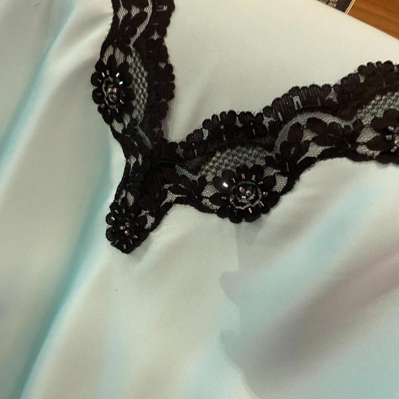 Designer Silky Blue + Black Lace Tank Size XXL / US 16-18 / IT 52-54 - 3 Thumbnail