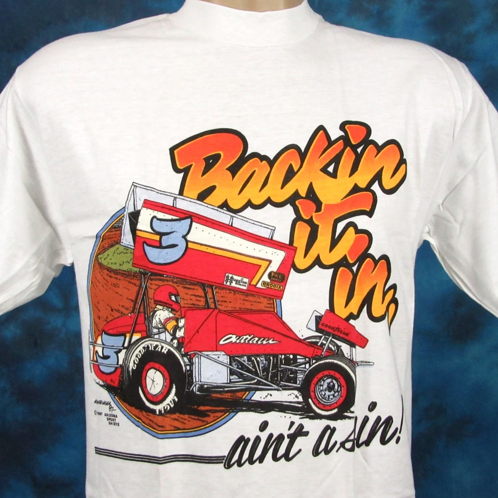Hanes NOS vintage 80s NARC SPRINT CAR RACING BACKIN IT T-Shirt S/M single stitch Hanes Mens Cotton White 80s Cars Size US S / EU 44-46 / 1 - 3 Thumbnail