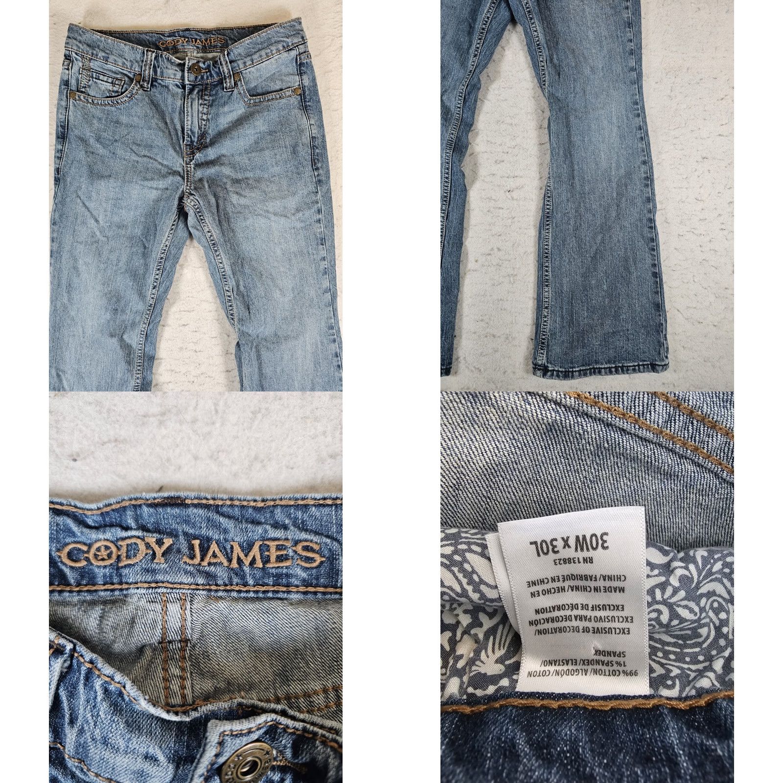 Cody James Cody James Jeans Blue Denim Straight Leg Cotton Stretch 30x30 Mens Sz 30 Regular 5-Pocket Size US 30 / EU 46 - 8 Thumbnail