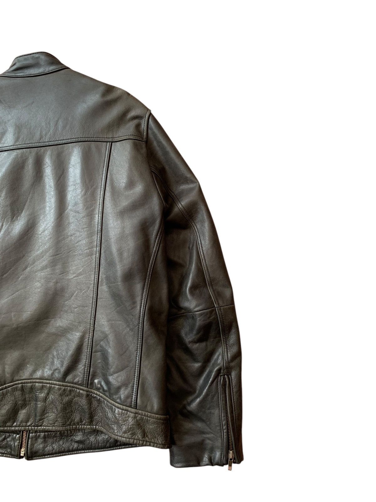 Genuine Leather × Uniqlo 🔥VTG UNIQLO COWHIDE LEATHER BIKERS JACKET Size US L / EU 52-54 / 3 - 8 Thumbnail