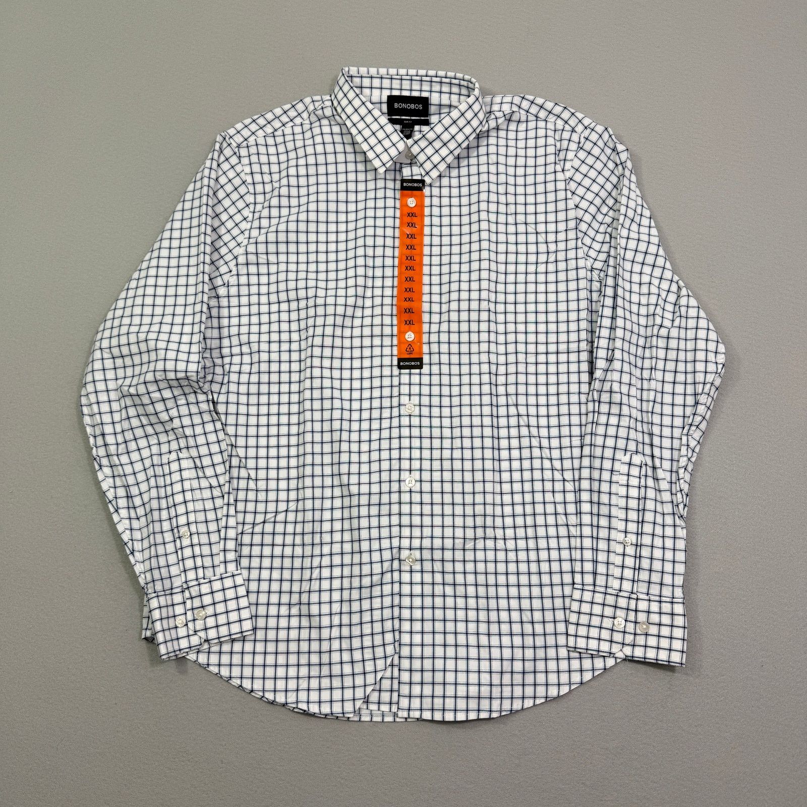 Bonobos Bonobos Slim Fit Button Shirt Men's 2XL White Blue Plaid NEW Size US XXL / EU 58 / 5 - 1 Thumbnail