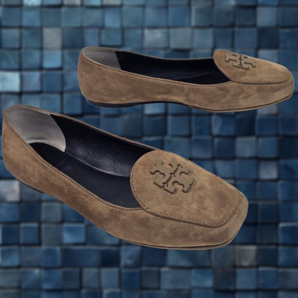 Tory Burch Tory Burch Ballet Womens Brown Suede Leather Slip Flat Women Slide Loafer Logo Size US 7 / IT 37 - 1 Thumbnail