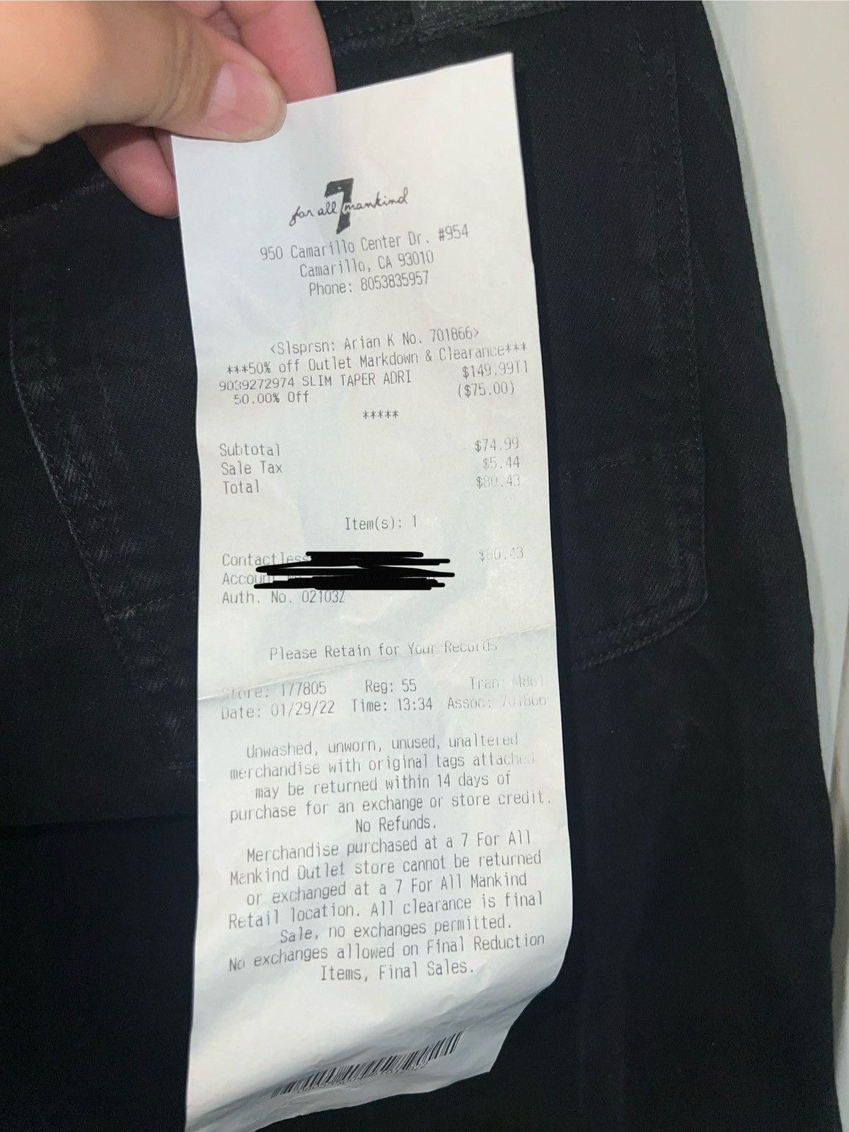 7 For All Mankind 7 for all mankind black denim jeans Size US 40 / EU 56 - 3 Thumbnail