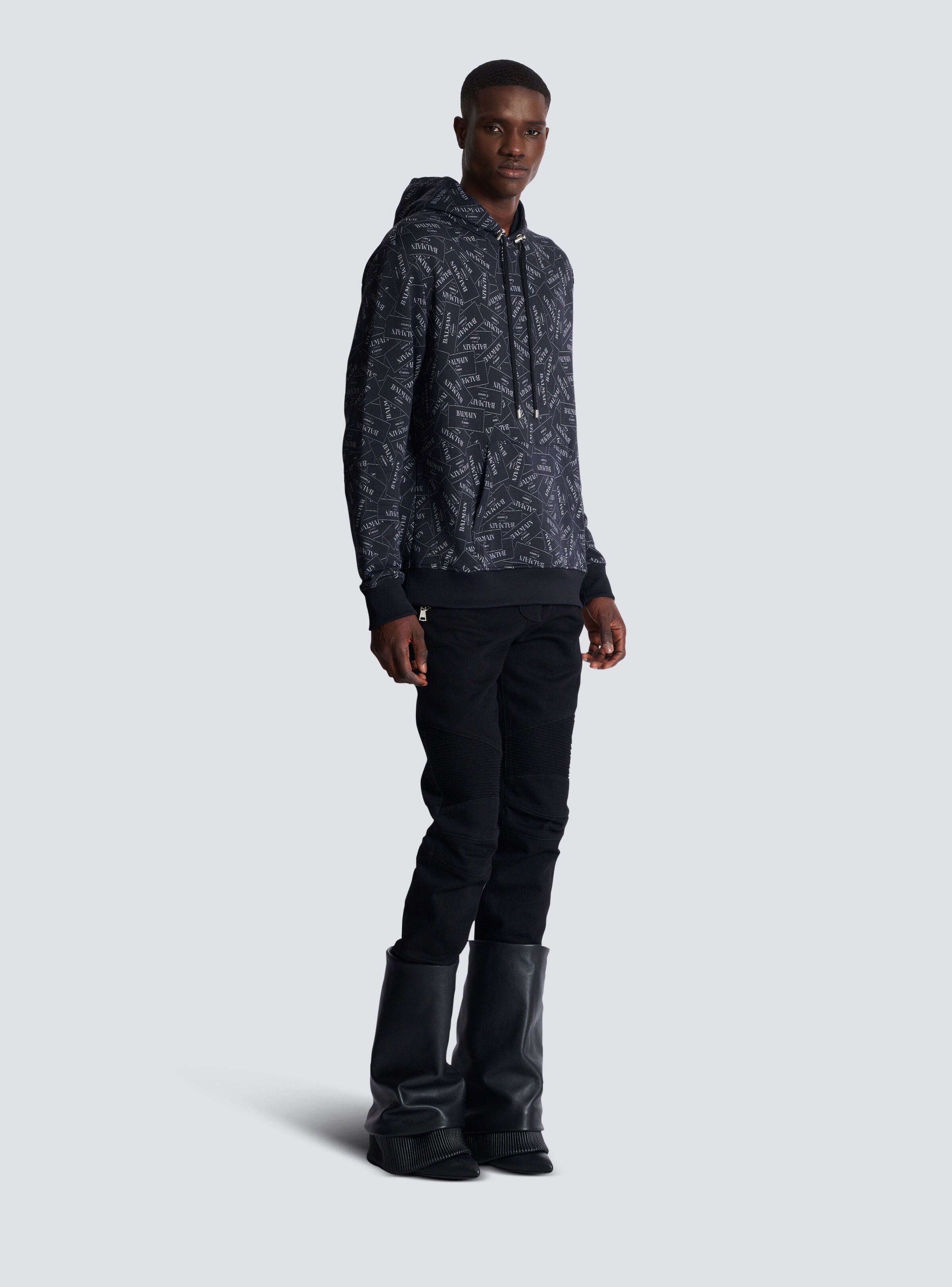 Balmain o1mt1gz0126 Balmain AO Couture Label Hoodie in Black Size US XL / EU 56 / 4 - 3 Thumbnail