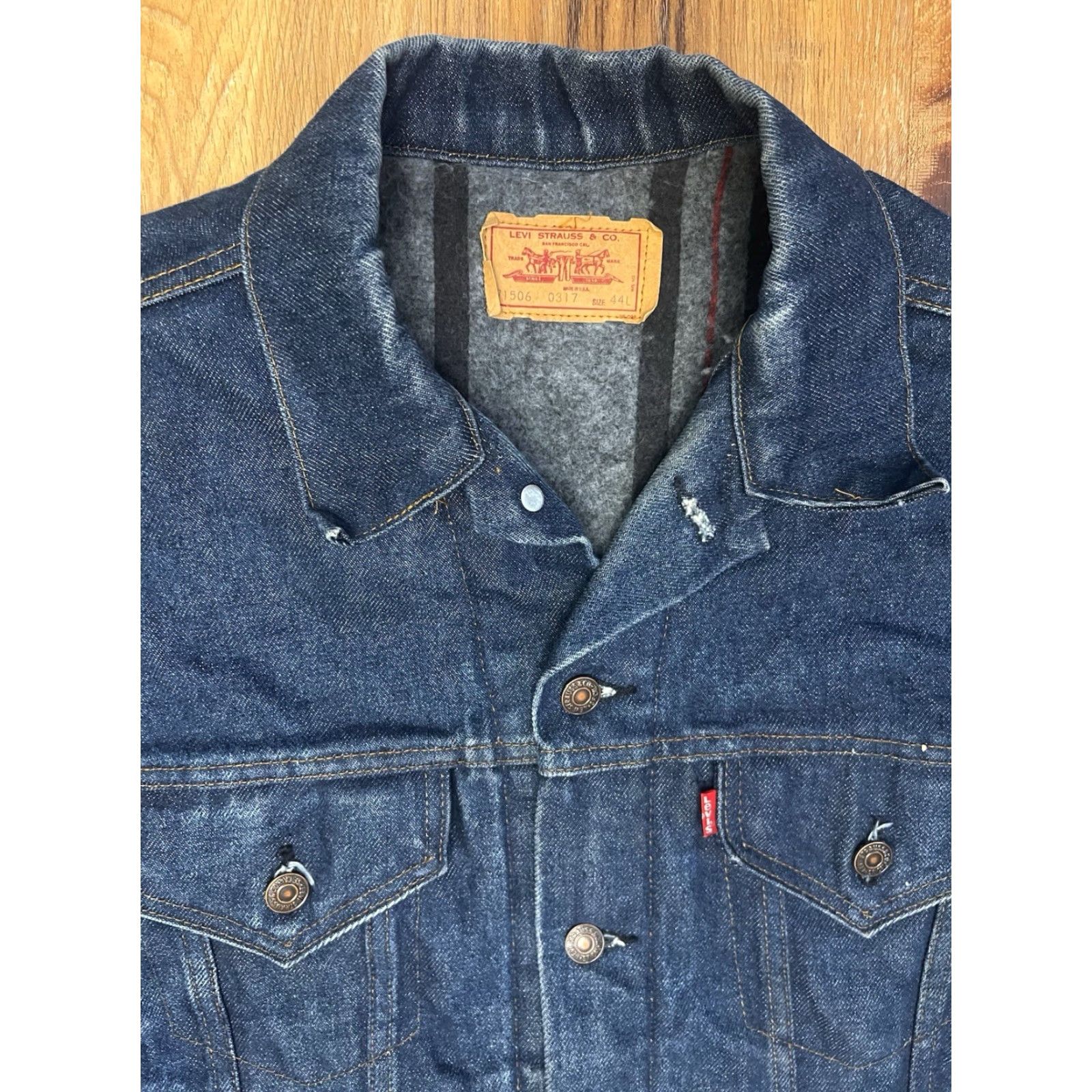 Denime VINTAGE Levi Strauss Denim Jacket Mens 44L Blue USA Lined Denim 71506-0317 Jacket Mens Size US S / EU 44-46 / 1 - 3 Thumbnail