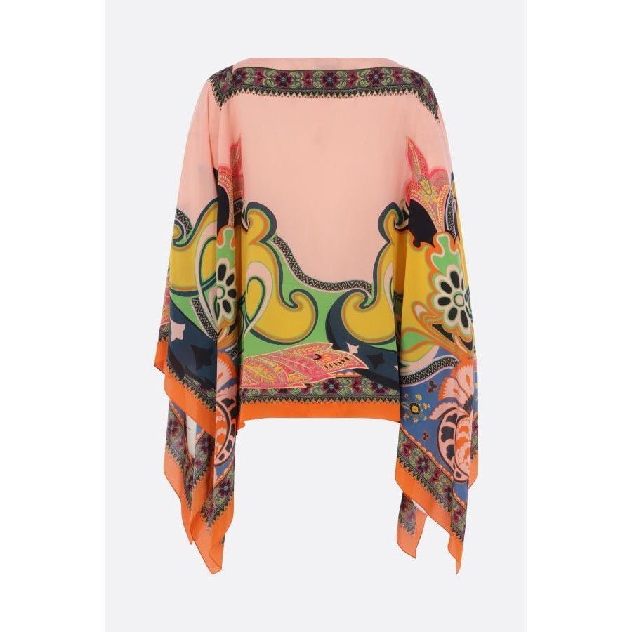 Etro ETRO Multicolor Paisley Silk Poncho Blouse New & Authentic ( Size ONE SIZE - 2 Thumbnail