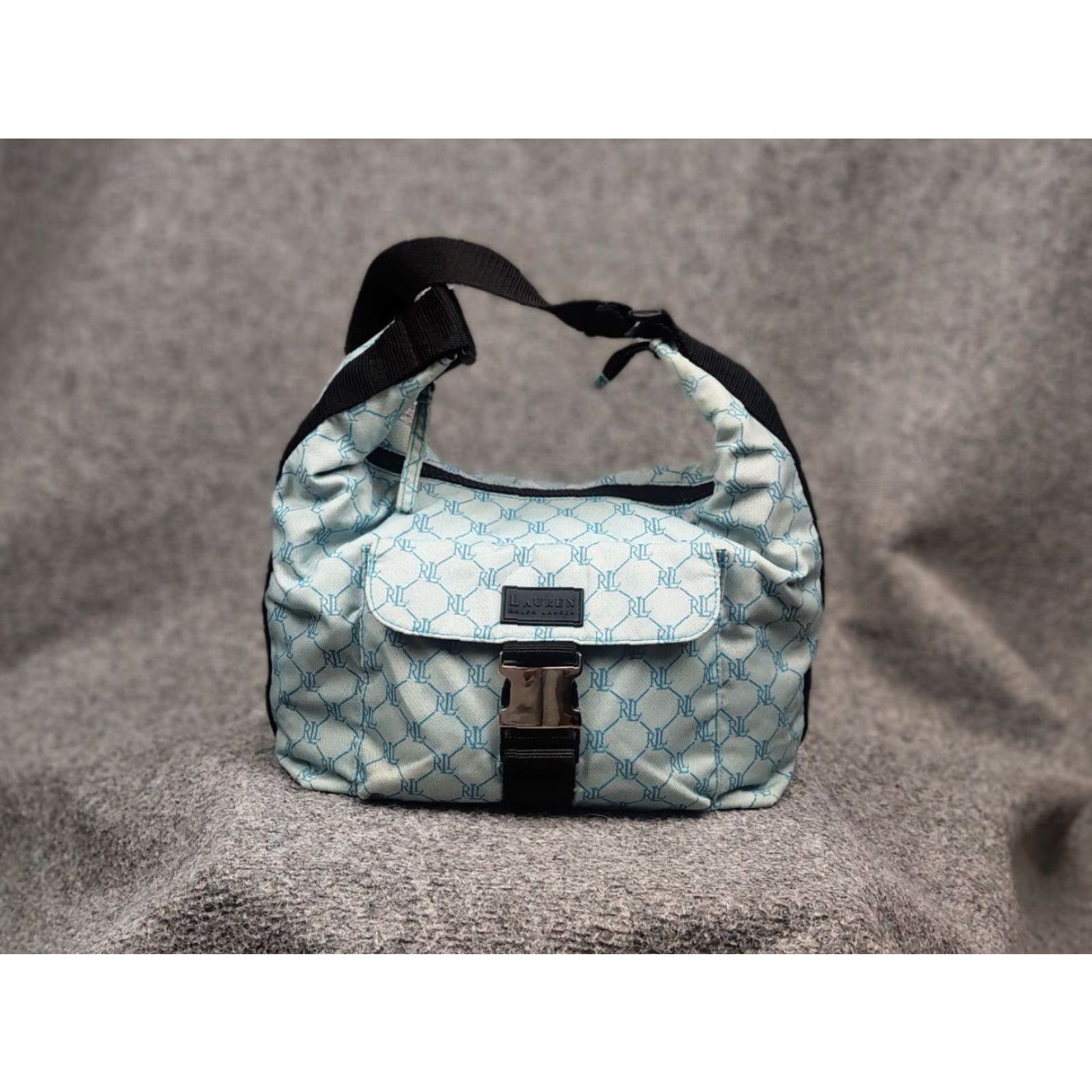 Ralph Lauren VINTAGE Lauren Ralph Lauren Hobo Handbag Monogram blue City Designer Women's Medium Bag Size ONE SIZE - 2 Thumbnail