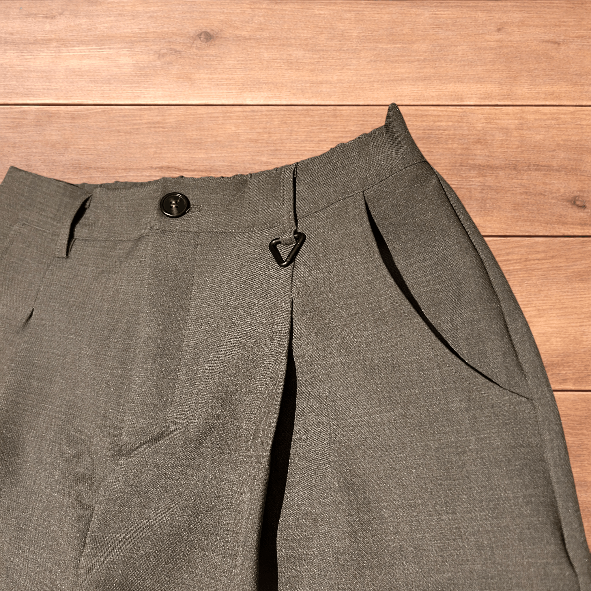 Japanese Brand Vintage style baggy wide leg tailored trousers in brown. Size US 32 / EU 48 - 3 Thumbnail