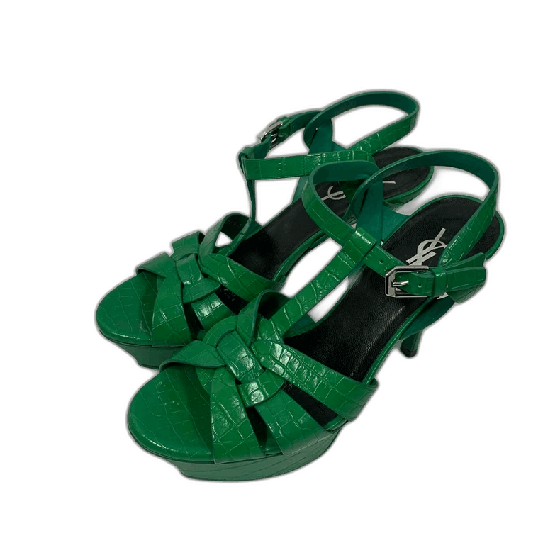 Saint Laurent Paris Saint Laurent Green Patent Leather Heel Shoes-2506 Shoes, Women's (Size 8)