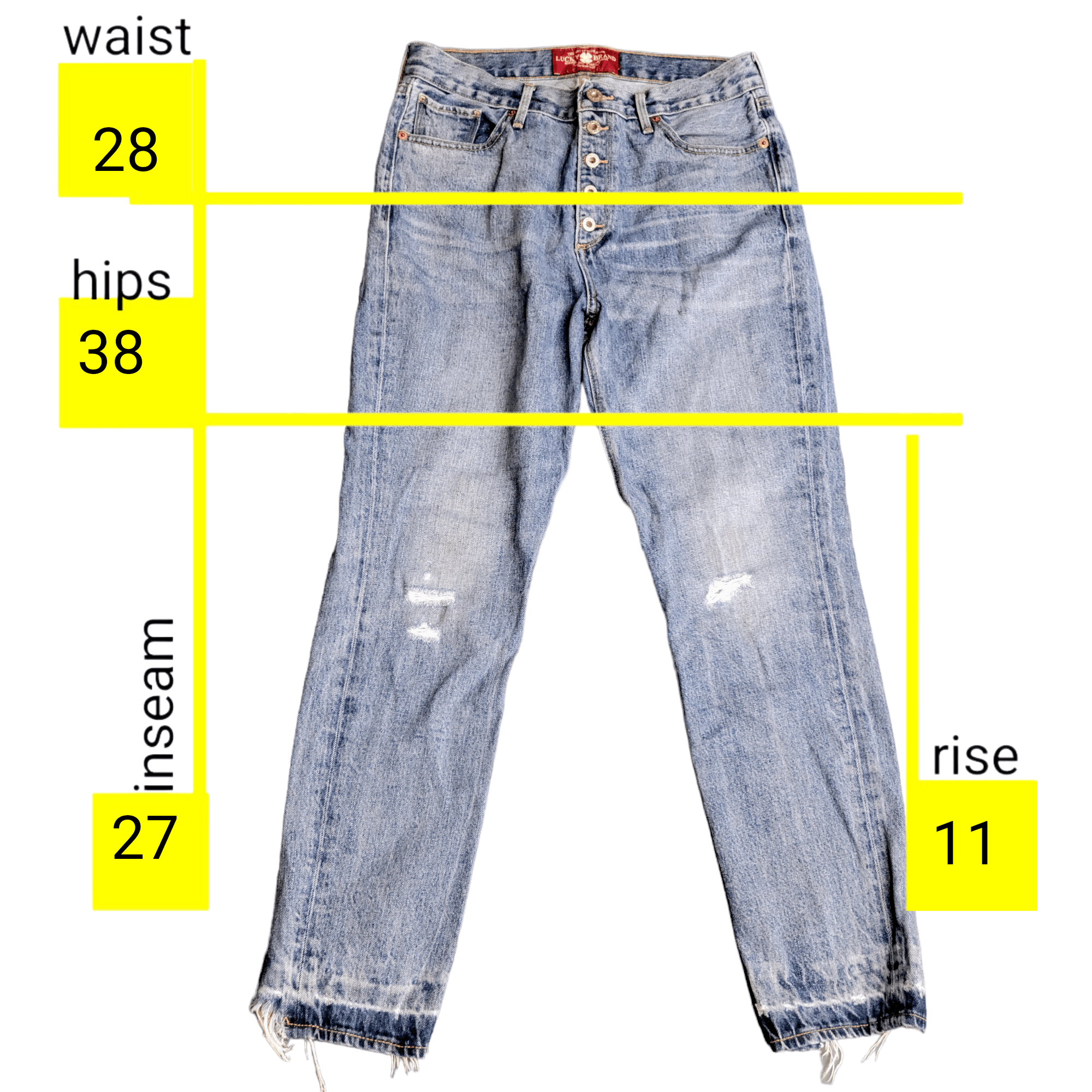 Lucky Brand Lucky Brand Vintage Button Fly High Rise Distress Blue Jeans Size 28" / US 6 / IT 42 - 3 Thumbnail