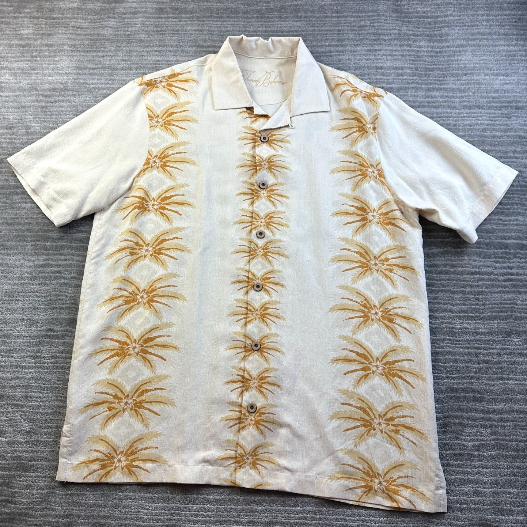 Tommy Bahama Tommy Bahama Shirt Mens Medium Beige Tan Camp Hula Girl Embroidered Panel Back Size US M / EU 48-50 / 2 - 2 Thumbnail
