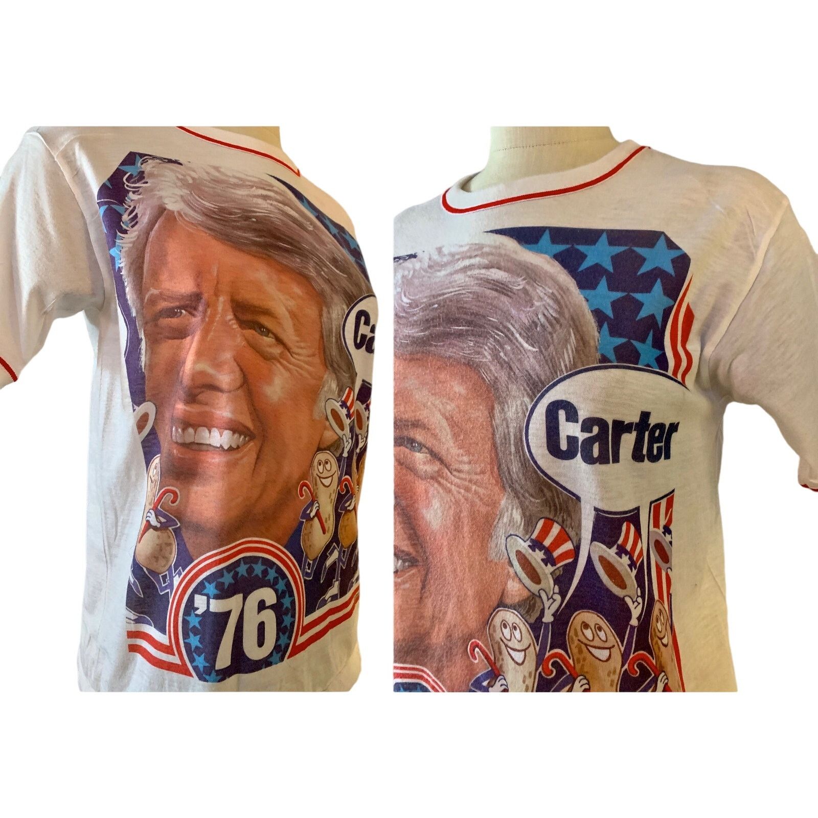 Vintage 70s Jimmy Carter Campaign Shirt | RARE 1976 Graphic Size US S / EU 44-46 / 1 - 6 Thumbnail