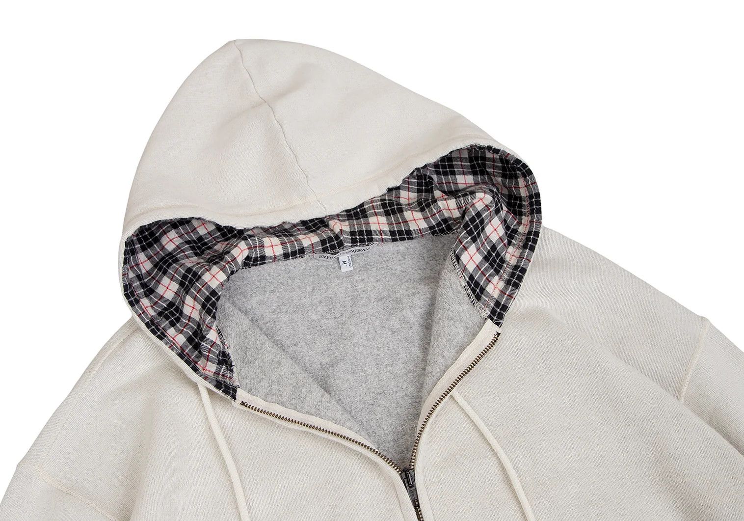 Emporio Armani Cotton Rayon Back Print Zip-Up Hoodie Off White M Size US M / EU 48-50 / 2 - 7 Thumbnail