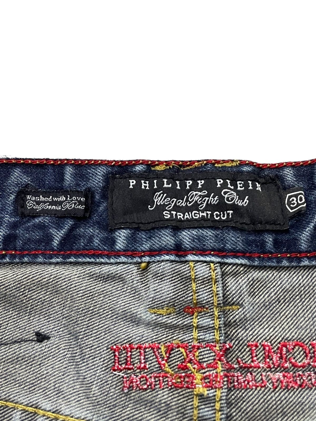 Hysteric Glamour × Philipp Plein Philip Plein Skull Embossed Crash Distressed Straight Jeans Size US 30 / EU 46 - 20 Thumbnail