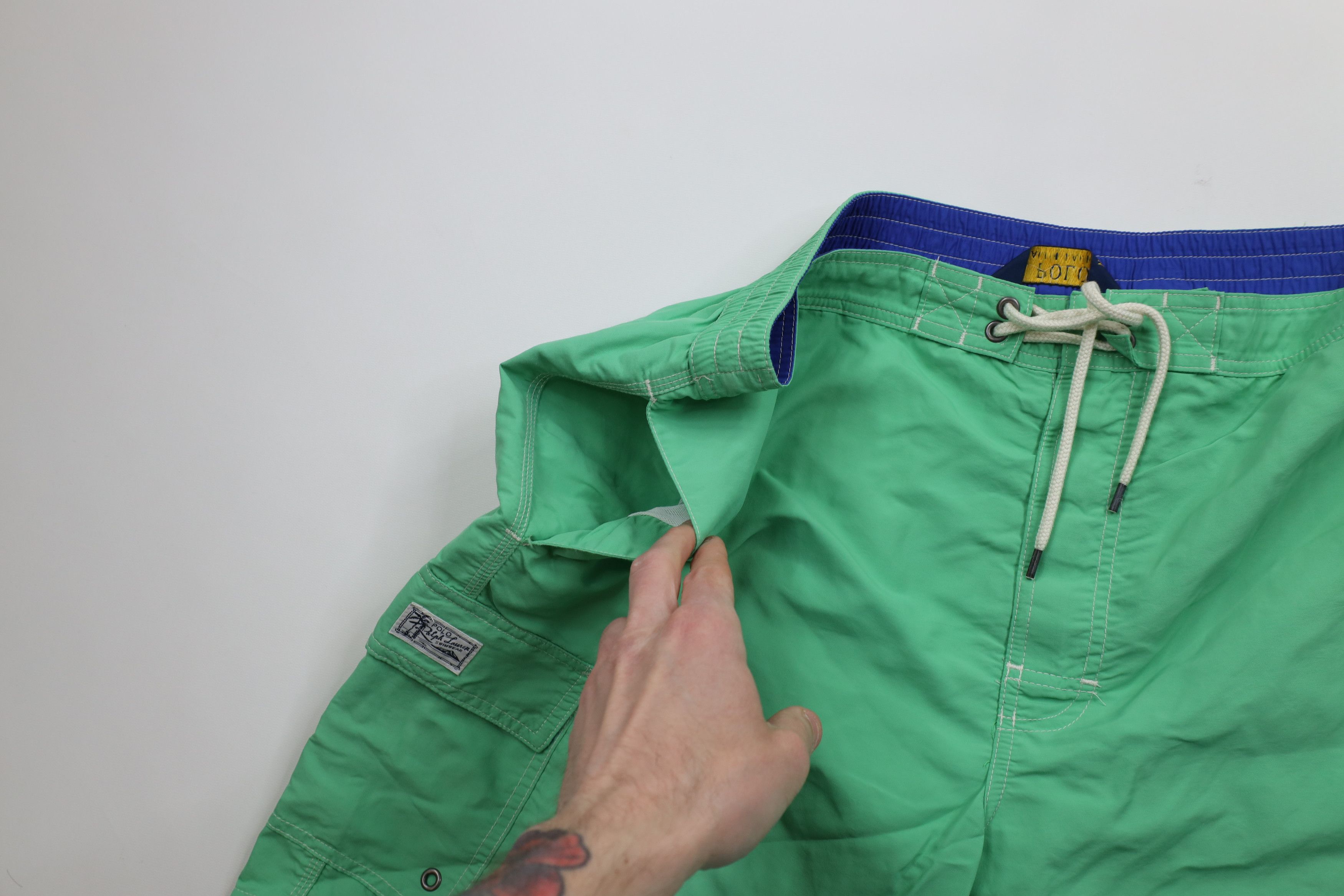 Ralph Lauren × Vintage Vintage Y2K Ralph Lauren Lined Swim Trunks Shorts Lime Green Size US 36 / EU 52 - 7 Thumbnail