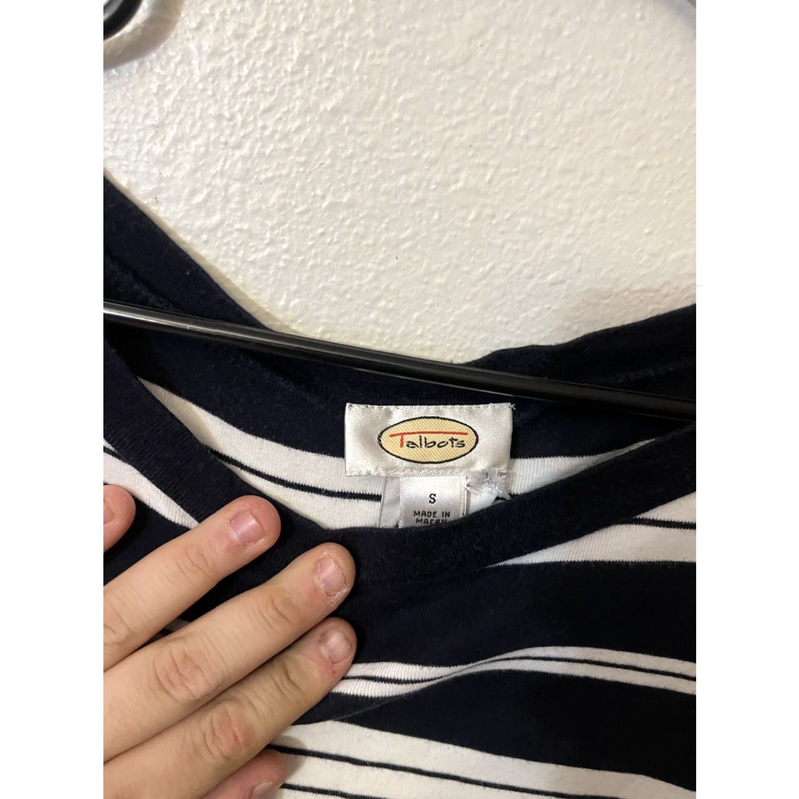Talbots VINTAGE Talbots Sweater Womens S Black White Stripe Crew Neck 3/4 Sleeve Lightweight Knit Pullover Fall Winter Women's Size S / US 4 / IT 40 - 2 Thumbnail