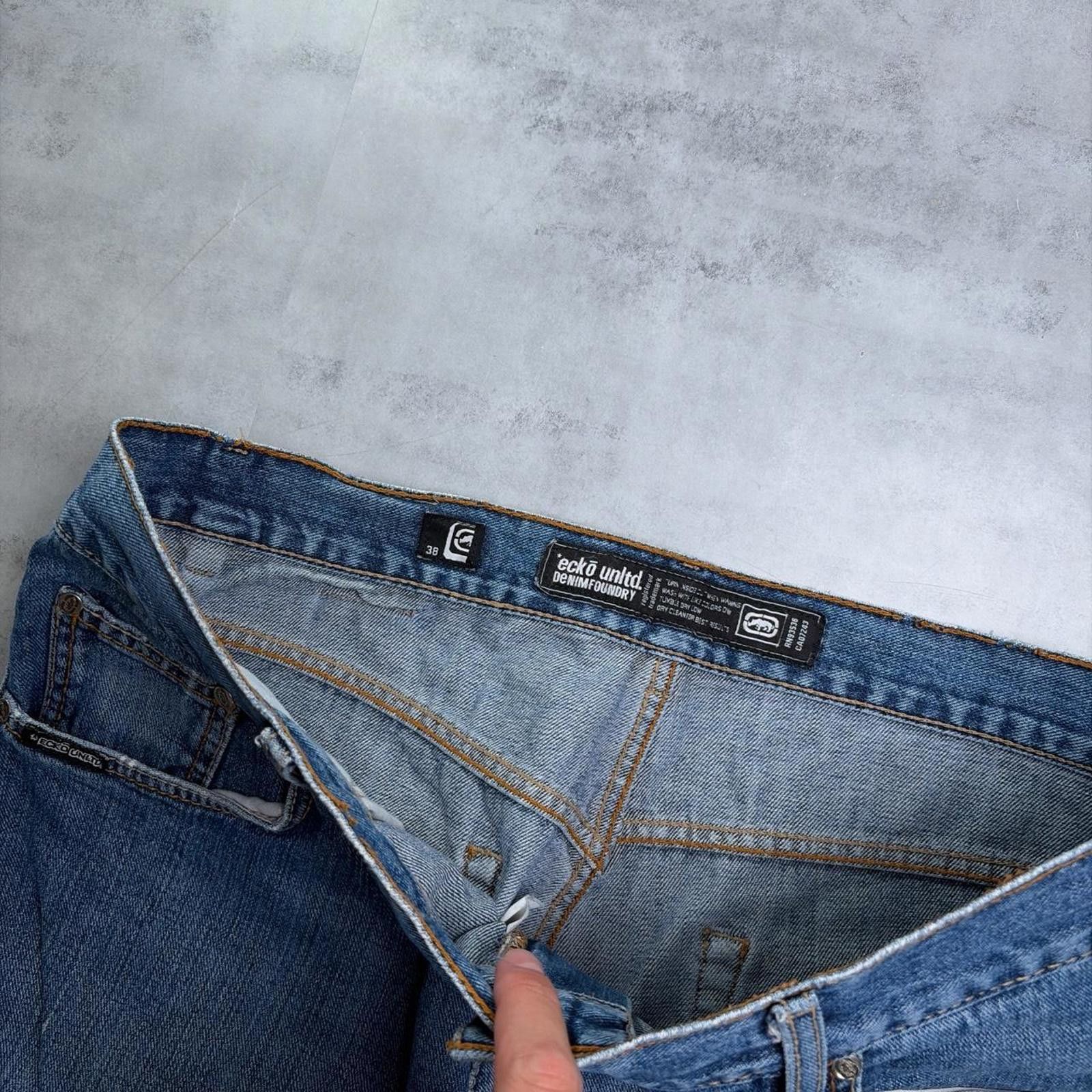 Ecko Unltd. Y2K Blue Ecko Unltd Grunge Baggy Distressed Denim Jeans Size US 36 / EU 52 - 5 Thumbnail