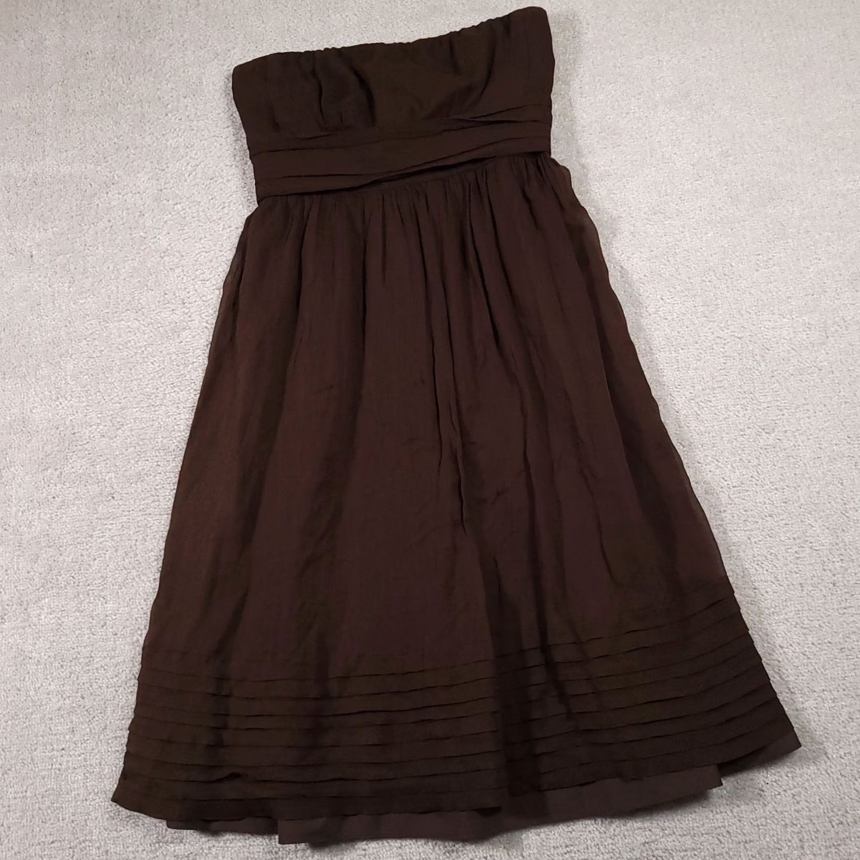 J.Crew J.CREW Silk Chiffon Dress Women's 6 Brown Zip Sleeveless Bridesmaid Cocktail Silk Chiffon Dress Knee Length Empire Waist Vintage: No Size M / US 6-8 / IT 42-44 - 2 Thumbnail