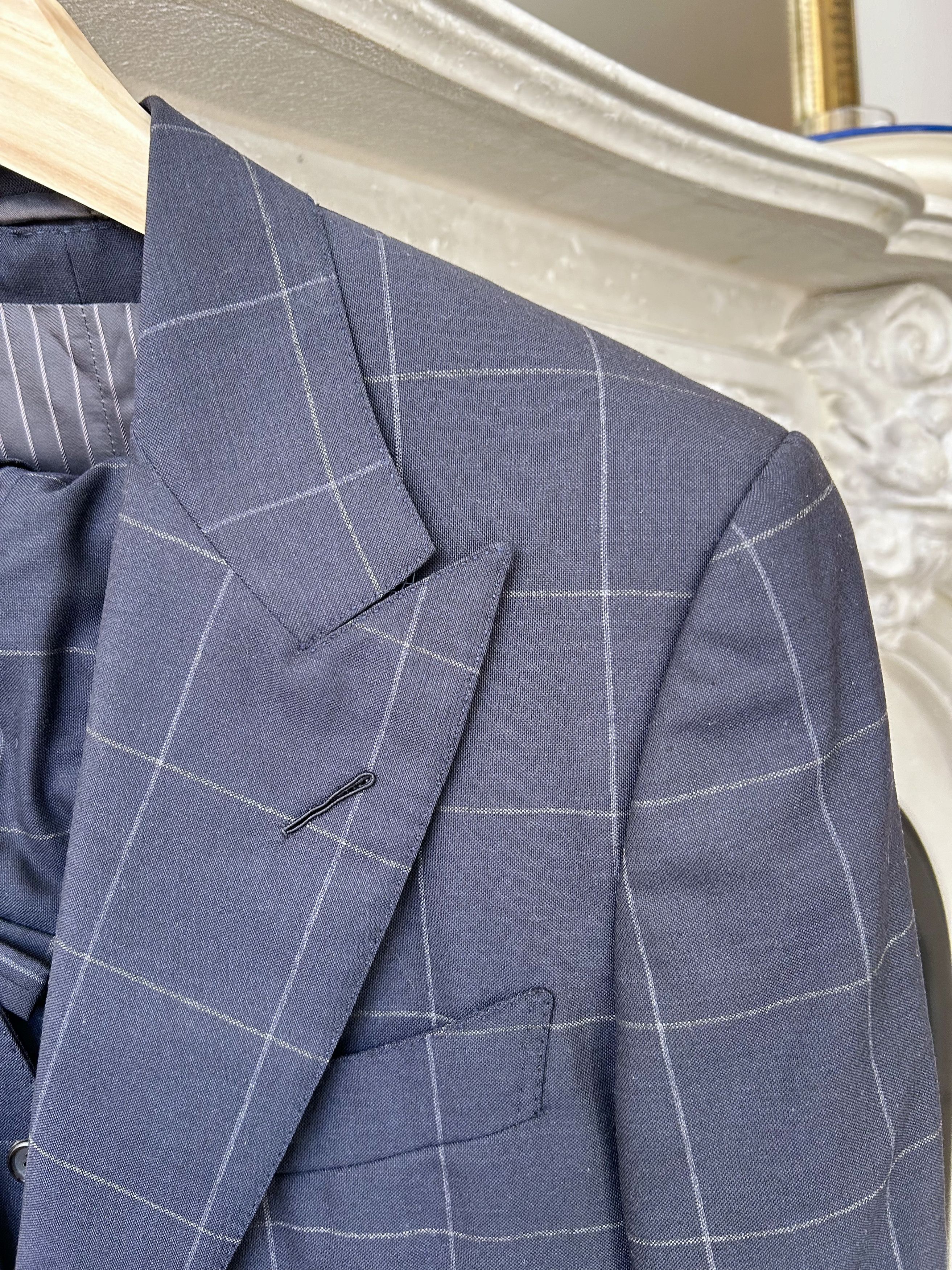 Tom Ford Tom Ford Navy Blue Windowpane Spencer 3-Piece Suit Size 36R Size 36R - 2 Thumbnail
